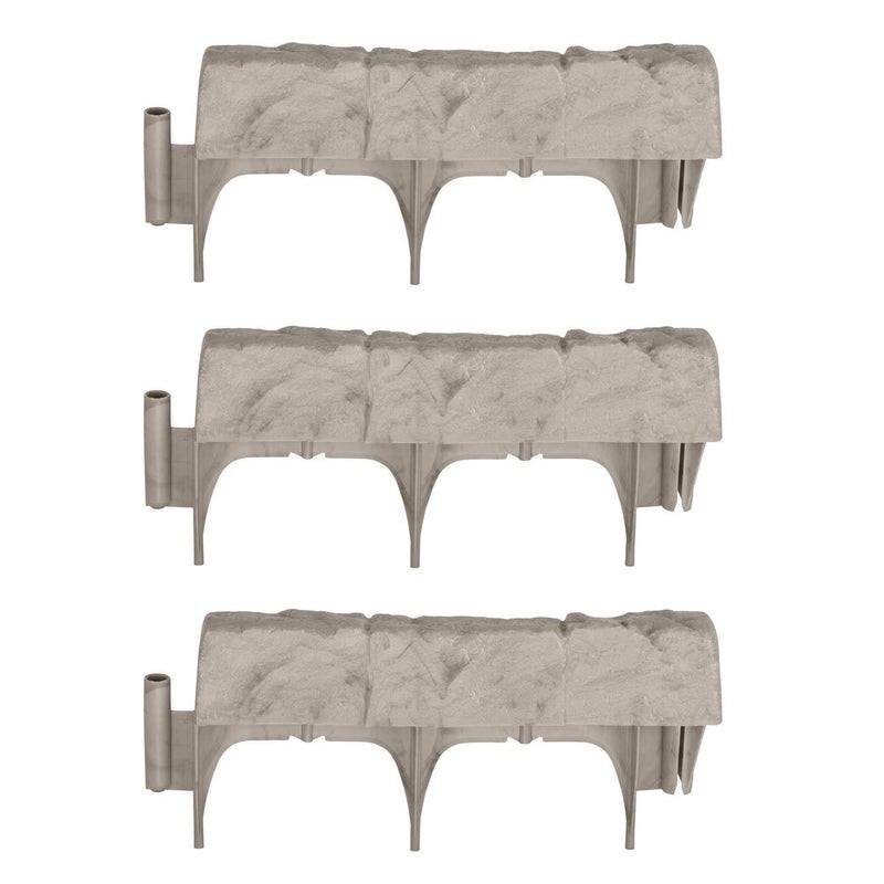 Suncast Interlocking Border Edging - Stone -Like Poly Construction for Garden, Lawn, and Landscape Edging - Water Resistant Border for Containing Trees, Flower Beds and Walkways - Light Taupe -Gray - Image 1